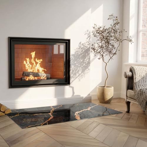 Placa protectora bajo chimenea para proteger el suelo del salón contra chispas de madera 4