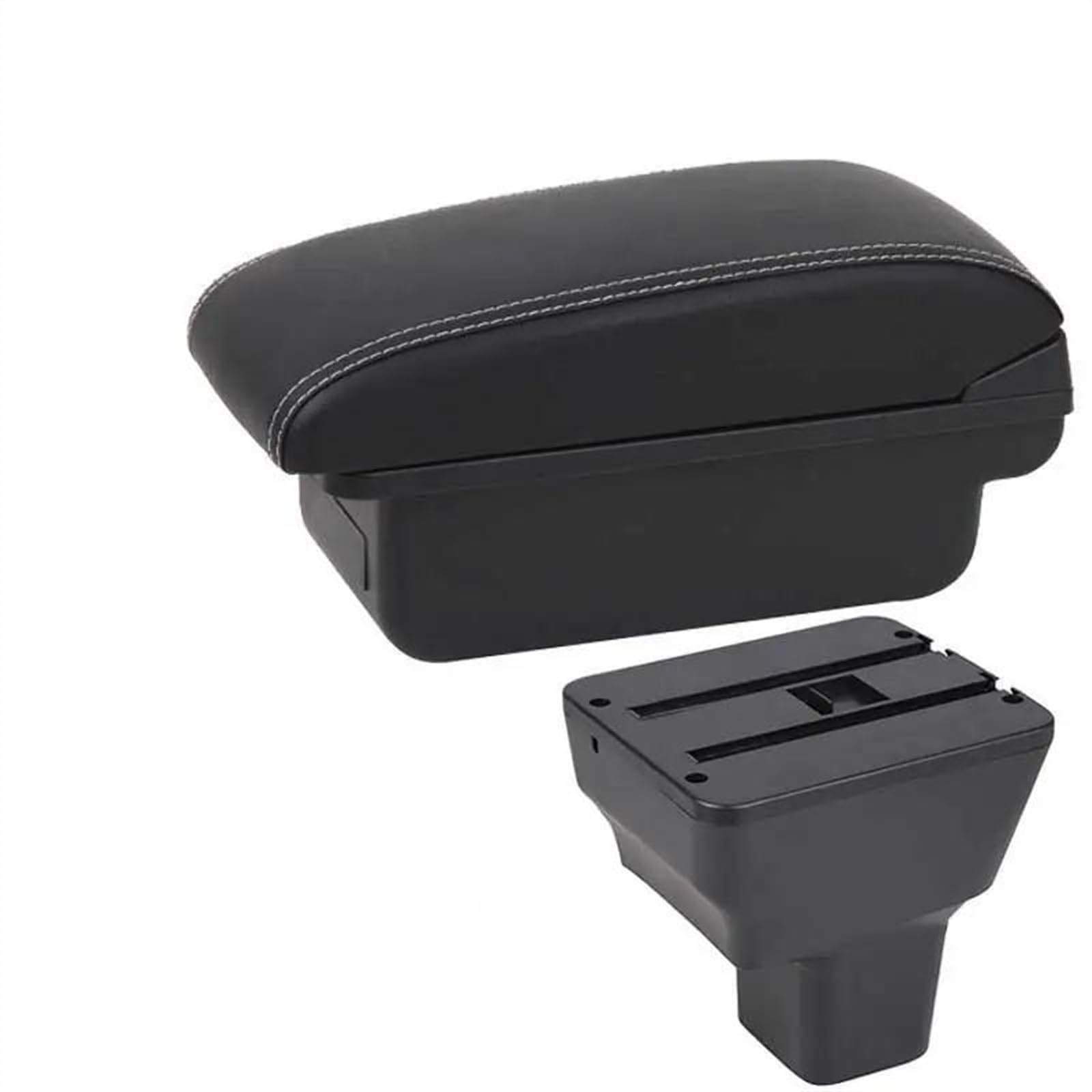 NOHEEU Car Interior Accessories Center Console Storage Box Multi-function Armrest For Kicks 2016-2021(C3 White line NoUSB)