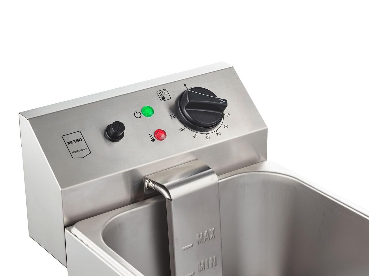 METRO Professional Cuocipasta Elettrico da Banco GNC1008, Acciaio Inox, 8 L, 4 Cestelli, 3150 W, con Rubinetto, Argento