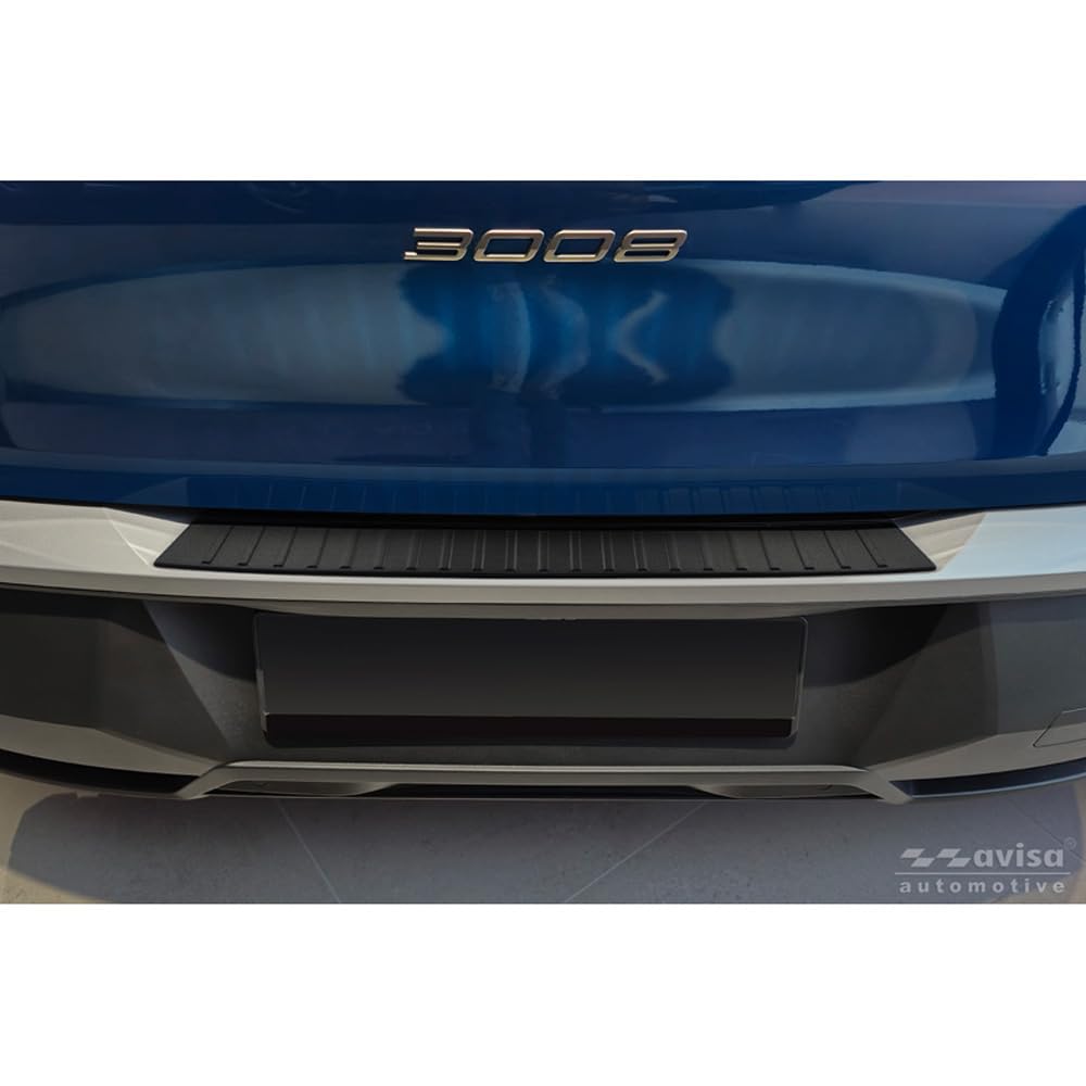Avisa Matt-Schwarz Edelstahl Heckstoßstangenschutz kompatibel mit Peugeot 3008 III 2024- 'Ribs', Mattschwarz