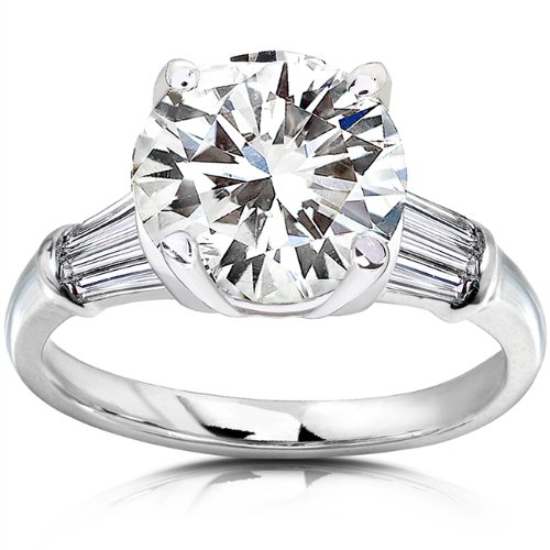 Kobelli Round Moissanite Engagement Ring 3 3/4 CTW 14k White Gold, Size 10.5, White Gold