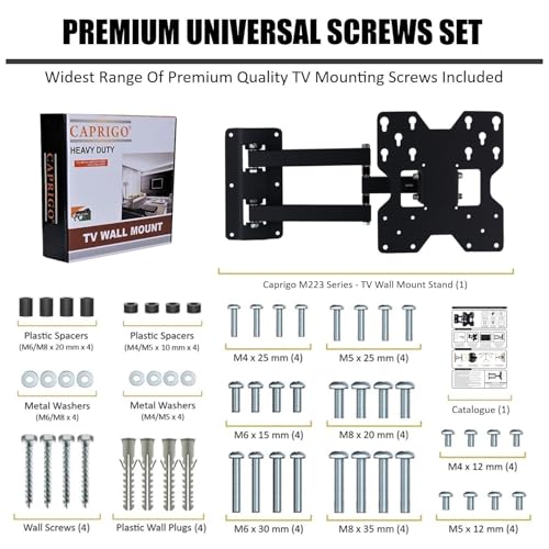 Image of Caprigo Full Motion TV Wall Mount Bracket for 23 to 42 Inch LED /HD /Smart TV's, Universal Heavy-Duty TV Stand for Wall with Swivel Rotation & Tilt Adjustments (M223)