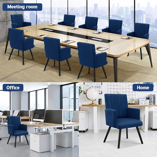 Image of Rosebell Modern Accent Chair for Living Room | Single Seater Chair with Armrests & Metal Legs | Comfortable Lounge Chair for Bedroom, Reading & Office | Blue