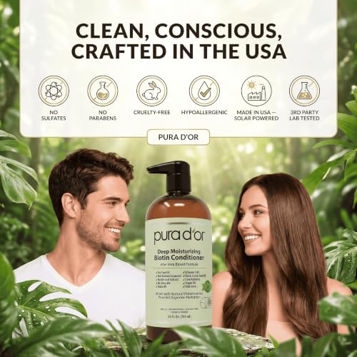 PURA D'OR Deep Moisturizing Biotin Conditioner for Dry, Damaged Hair, 24oz | Smooths Frizz, Softens, Detangles, Helps Reduce Breakage, Argan Oil, Pumpkin Seed, Aloe Vera Based, Sulfate-Free, Color-Safe - image 6