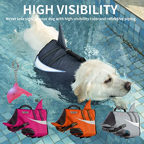 Dog Life Jacket - Pet Safety Vest With Reflective Stripes For Swimming And Boating, Shark Float Coat And Preserver For Small,Medium,And Large Dogs,Water Floatation Vest With Rescue Handle #TOP4