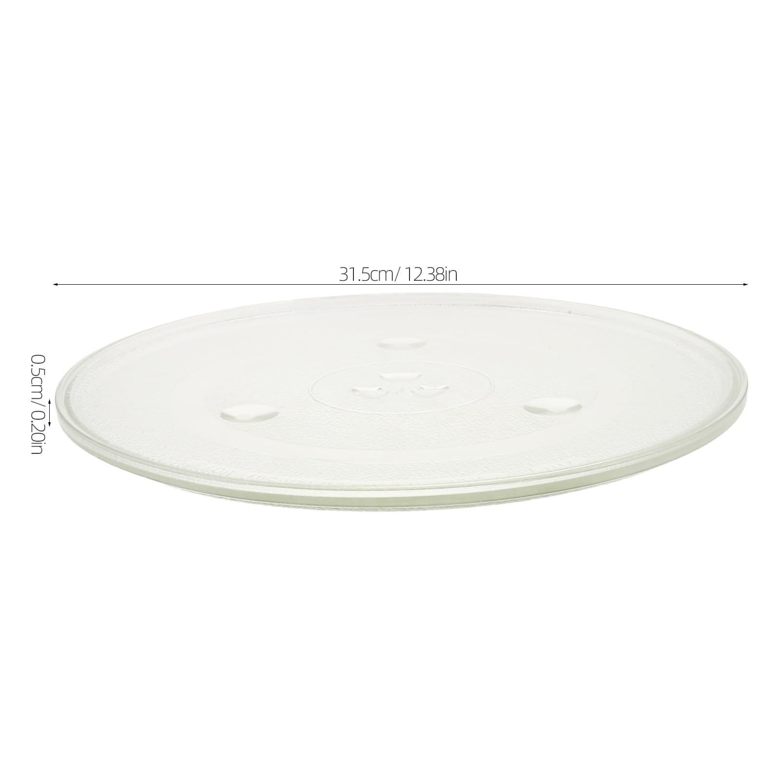 Zerodeko 2 platos giratorios de vidrio para microondas con 3 puntos de fijación seguros, bandeja giratoria de vidrio resistente al calor de 31,5 cm (12,4"), base antideslizante para una cocción