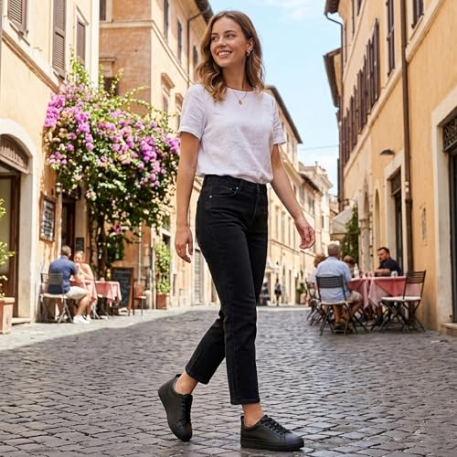 Image of JABASIC Women Lace Up Platform Sneakers Comfortable Casual Fashion Sneaker Walking Shoes