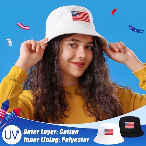 Image of Shyyween USA Hats Patriotic 4th of July Buckets Hats American Flag Embroidered Caps for Men Women
