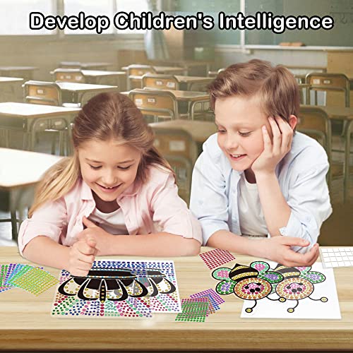 6 Sheets Suncatcher Kits for Kids Ages 6 7 8 9 10, DIY Diamond Painting Kit Ice Cream Tree Bee Castle for Girls Ages 6+ - Image 2