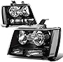 Auto Dynasty [Halogen Model] Factory Style Headlights Assembly Compatible with Chevy Suburban 1500 2500 Tahoe Avalanche 07-14, Driver and Passenger Side, Black Housing Clear Lens