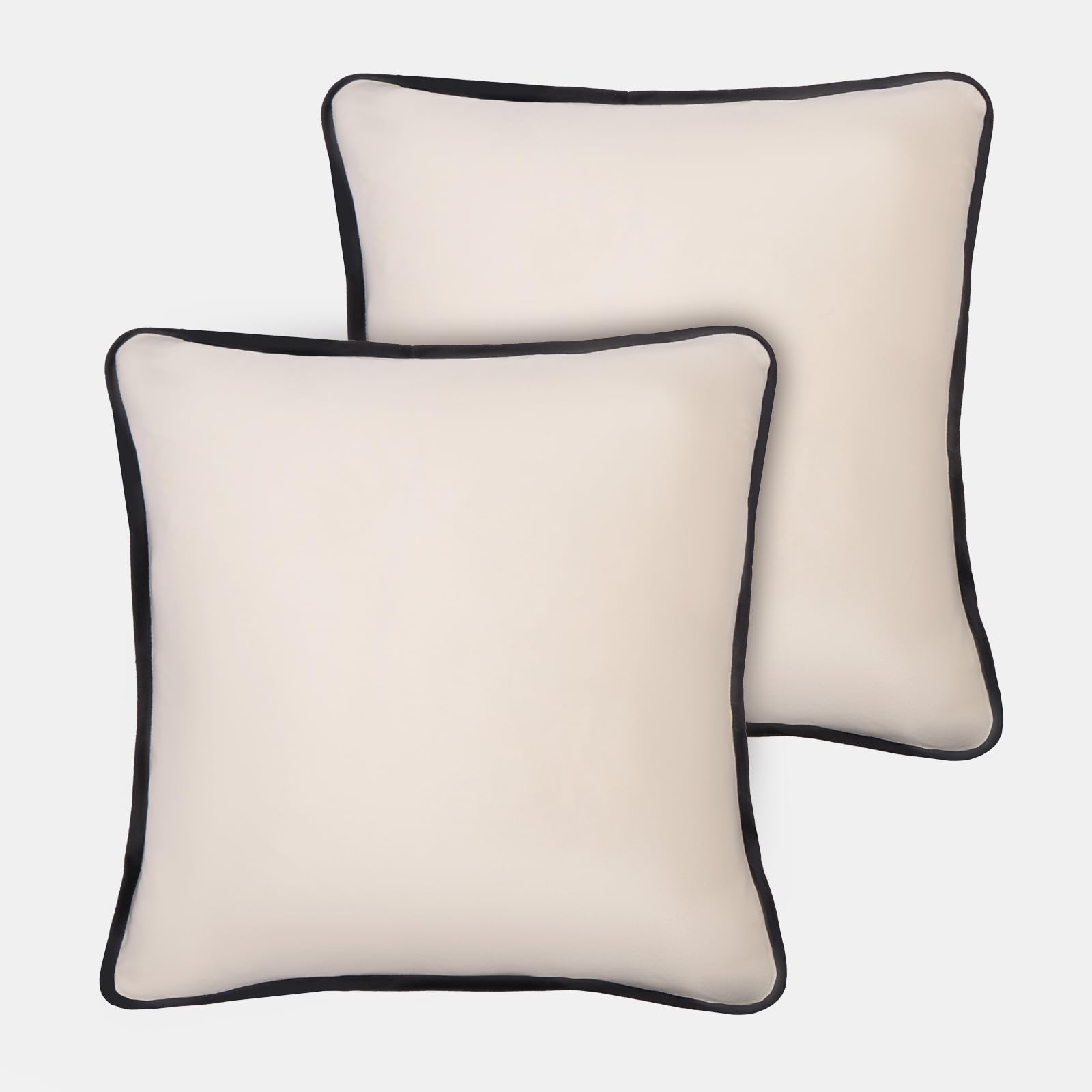 OHS Matte Velvet Piped Cushion Covers Set - Cream - 45 cm x 45 cm