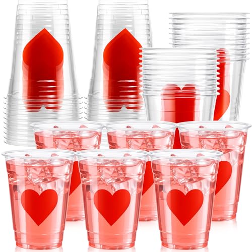Moinchore 12 oz Valentines Heart Plastic Cups...
