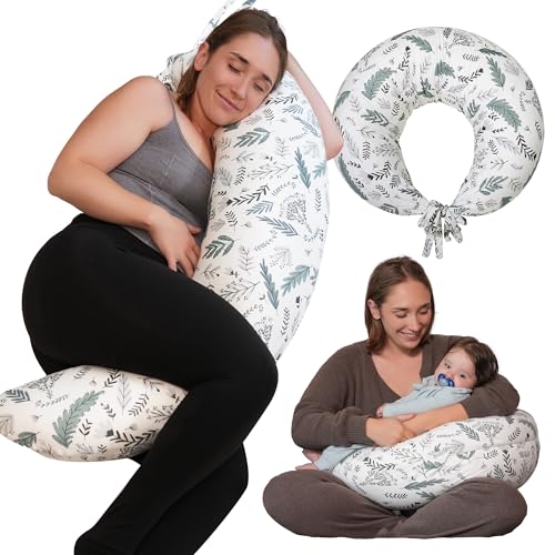 DancesCat Kühlung XXL Stillkissen,Einstellbar Lagerungskissen,Schwangerschaftskissen für Baby und Erwachsene,Seitenschläferkissen mit Waschbarem 100% Baumwolle Bezug,Babynestchen