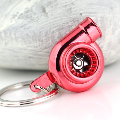 Image of maycom Creative Spinning New Turbo Turbocharger Keychain Key Chain Ring Keyring Keyfob (Anodized Red)