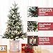 3ft Christmas Tree, Pre-Lit Artificial Christmas Tree with 78 Led Lights, Snowflakes and Red Berries, Xmas Tree with White Snowflakes Base for Bedroom, Living Room, Office, Outdoors, 2PCS