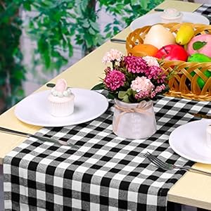 Buffalo Plaid Table Runner 14x72inch Classic Farmhouse Table Runner Black and White Buffalo Check Table Runner for Wedding Christmas Thanksgiving Family Dinner Party Decoration Buffalo Plaid Table Runner 14x72inch Classic Farmhouse Table Runner Black and White Buffalo Check Table Runner for Wedding Christmas Thanksgiving Family Dinner Party Decoration