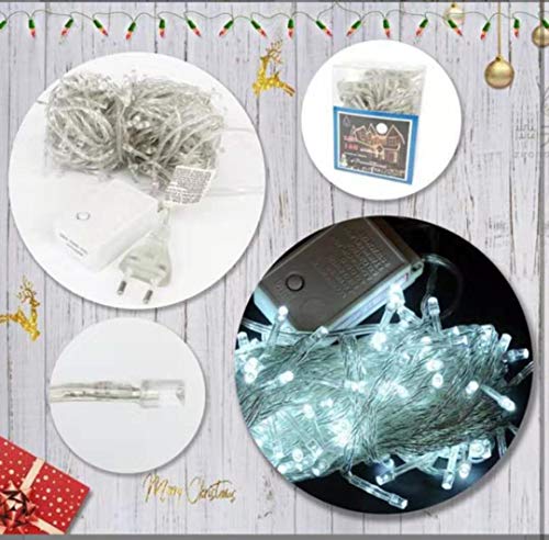 Acobonline luces de Navidad para la decoración de fiestas,bodas,Luces blanco Decoración, Iluminación de Navidad de Interior para Arbol de Navidad, Boda,CABLE Transparente (140 LED 12.5M)