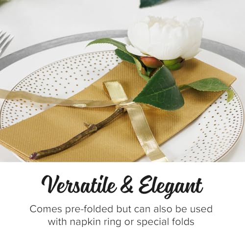 image for SimuLinen Gold Linen Feel Disposable Dinner Napkins - Cloth-Like Koshe