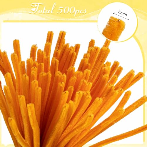 Image of Peryiter 500 Pcs Pipe Cleaners for DIY Flower Bouquets, Chenille Stems for Graduation Bouquet Crafts, Fuzzy Sticks for Handmade Flowers, DIY Gift, Art Projects(Orange,12 Inch)