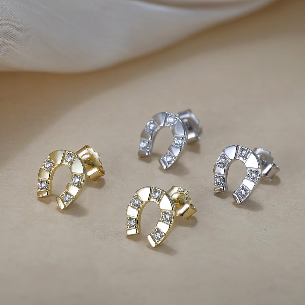 LLXYWJ Zierliche -Ohrstecker aus Sterlingsilber mit CZ-Zirkonia für Frauen, minimalistischer Pferdeschmuck