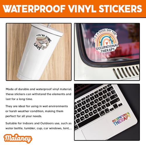 Image of MAIANEY (3x3 in) Occupational Therapy Stickers Pack of 10 - Cute OT Waterproof Vinyl Decals for Laptop Water Bottle Notebook - Motivational Therapy Sticker Gift for OT Students and Professionals