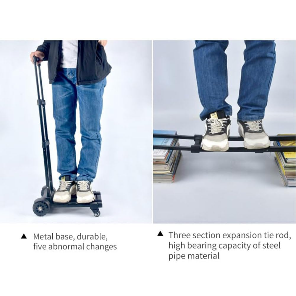 QUTBAG Carrello a Mano Pieghevole Portatile, Carrello a Mano Pieghevole con 4 Ruote girevoli, Carrello per Bagagli Leggero con Maniglia Regolabile, per Bagagli, Viaggi, Shopping, Ufficio in Movimento