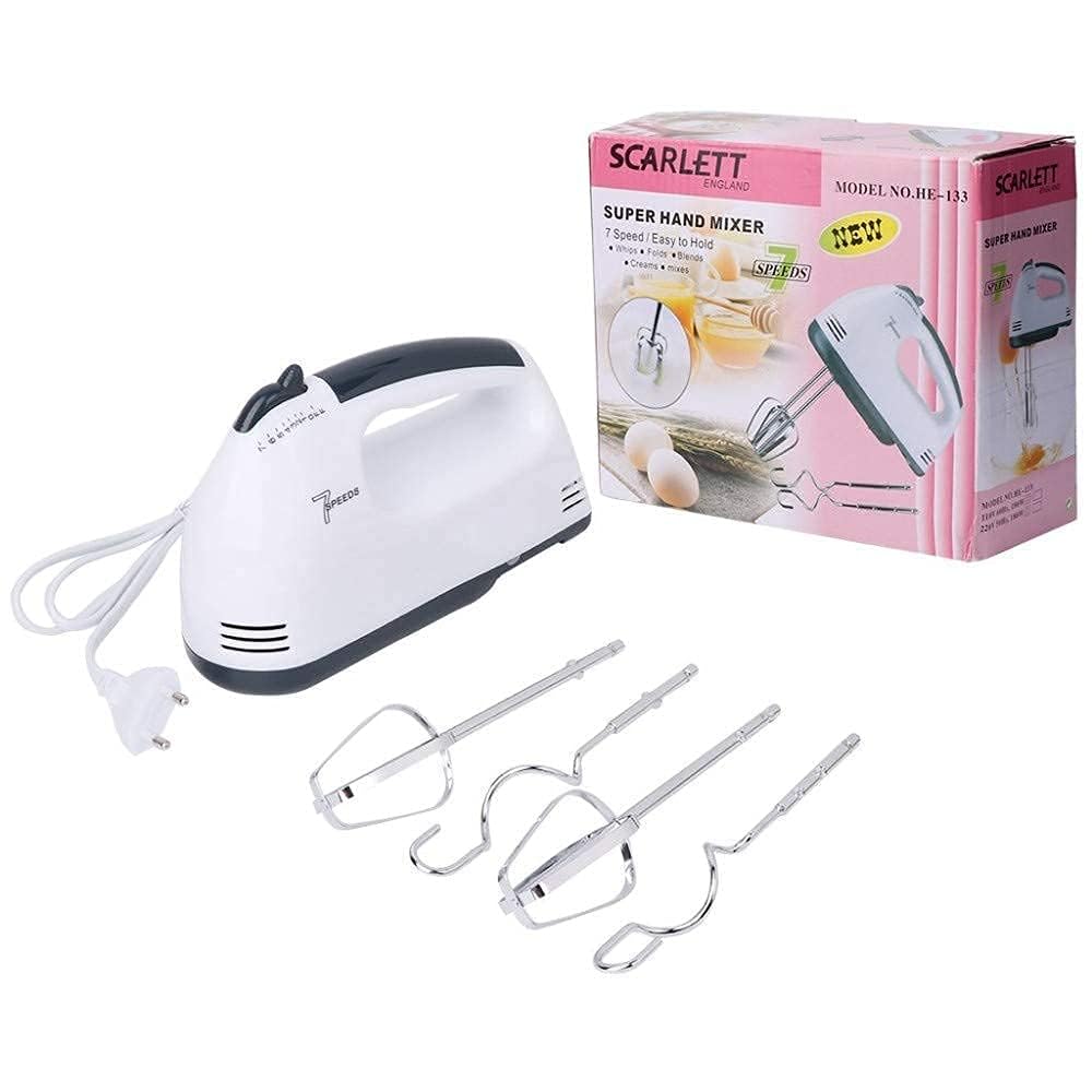 Scarlet Egg Beater-Electric Hand Mixer, High Speed Hand Blender with Hand Mixer for Cake Making with Stainless Steel Hooks Set & Speed Egg Beater