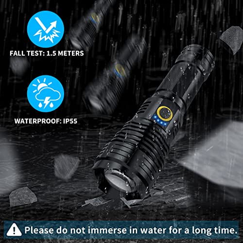 Amzyigou Flashlights High Lumens 100000, Super Bright Rechargeable Flashlight High Power, Led Tactical Flashlights Waterproof With Zoomable 5 Modes For Camping, Hunting And Emergencies #TOP5