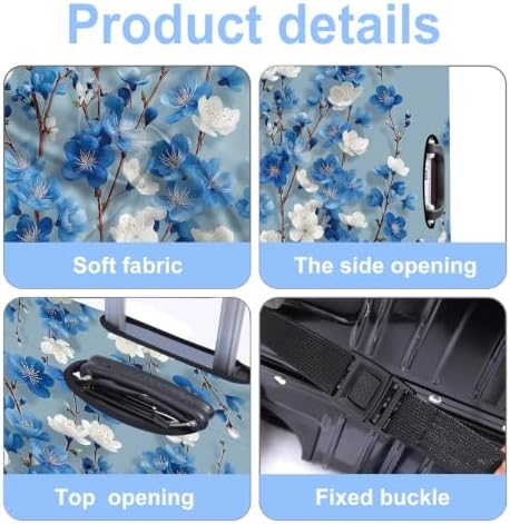 Blue Blossoms Luggage Cover Washable Suitcase Protector Anti-scratch Suitcase cover Fits 20-22 Inch Luggage S — 사진 3