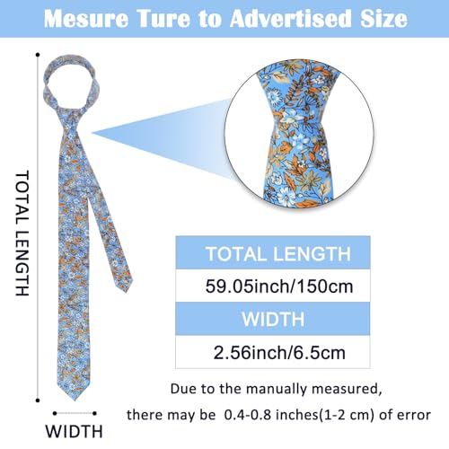 Image of Mantieqingway Men Skinny Tie Cotton Floral Necktie for Wedding Groomsmen Tie
