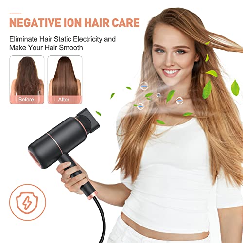 Amazon.com: Secador de pelo iónico, secador de pelo profesional de 1800 W,  secador de pelo de iones negativos de secado rápido con potente motor de  CA, ajustes de calor y velocidad infinitos,