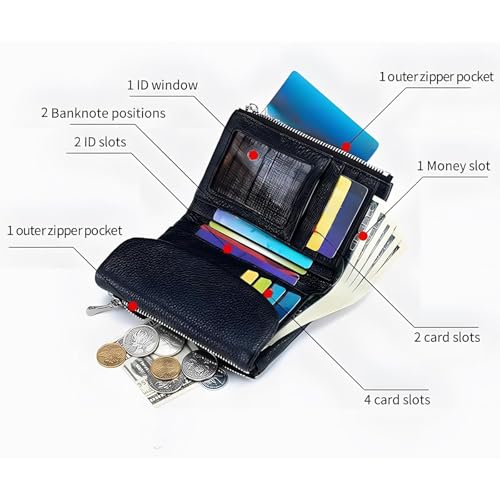 Unisex Pebble Leather Wallet, Women's Genuine Leather Coin Purse with Credit Card Holder, Coin Holder & Cash Slots (White)3