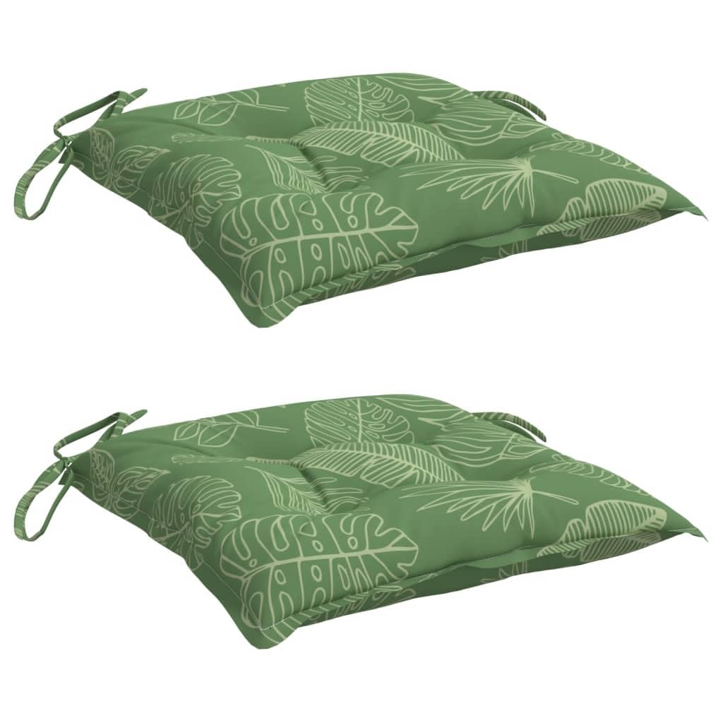Coussins de chaise 50x50 cm motif feuilles pour jardin et salon, lot de 2