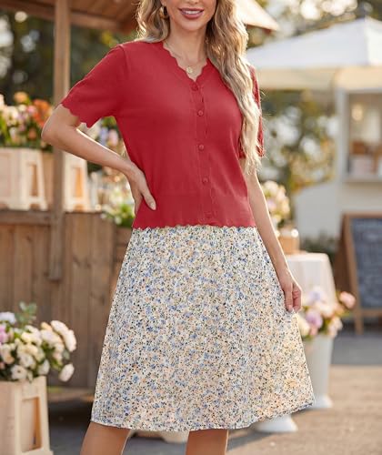 Image of GRECERELLE Summer Short Sleeve Cardigan for Womens Lightweight Cropped Knit Sweater Shrug