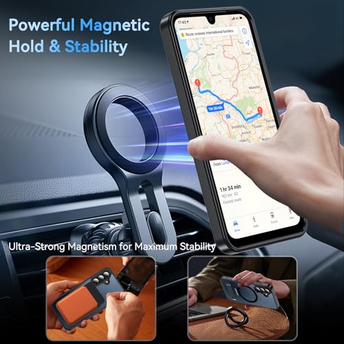 Image of OWKEY for Samsung Galaxy A17 5G Magnetic Case with Stand, Black