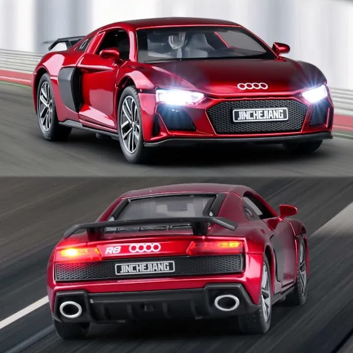 Image of Invite Enterprise 1:32 Audii R8 Sport Diecast Metal Pull Back Car with 6 Openable Doors with Sound and Light Toy Decoration car Best Gift Toys for Kids 【Color As Per Stock】