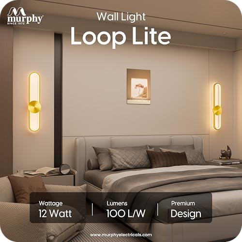 Image of Murphy LoopLite 3-in-1 LED Wall Lamp with Golden Finish | Premium Aluminium Body | Matte Luxe Design | Warm /Neutral /Cool White Light | Modern Ambient Light | 2-Year Warranty | Pack of 4