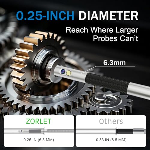 Cámara Endoscópica con Sonda Articulada de Doble Lente, Cámara de Inspección de 5", Sonda Slim de 0.25 pulg., Cámara Snake a prueba de agua de 5.0 pies para Automoción, Mecánicos e Inspección de Motores miniatura 3