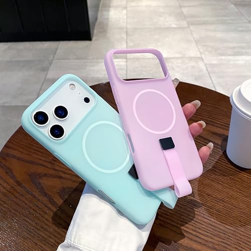 Coque magnétique sans fil iPhone 14 Pro Max rose avec cordon antichoc