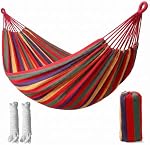 2 Hamac en toile de personne - 108" x 59" Double hamac portable avec sac de transport & Cravates, 440 Lbs Poids Capacité, Respirant Lit suspendu coloré pour jardin, Patio, Plage & Camping