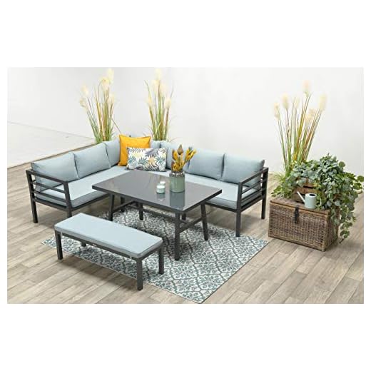 Garden Impressions Hohe Dinning Aluminium Lounge Blakes Black Links, inklusive XL Bank und wasserabweisender Kissen