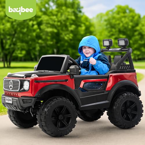 Image of Baybee Benzie Pro 4x4 Battery Operated Jeep for Kids, Ride on Toy Kid Car with RGB Windshield Light & Music | Baby Big Battery Cars | Electric Jeep Car for Kids to Drive 2 to 6 Years (Painted Red)