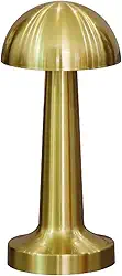 BEMMY Luminária de Mesa,Luminária Abajur Mesa Led 1800mAh Dimerizável Sem Fio Recarregável, Toque Candeeiro de Mesa Luz Noturna,Candeeiro de mesa recarregável USB (TD03-Golden)
