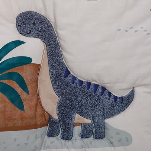 Image of Lambs & Ivy Dino-Might 3-Piece Blue /Gray Dinosaur Nursery Baby Crib Bedding Set