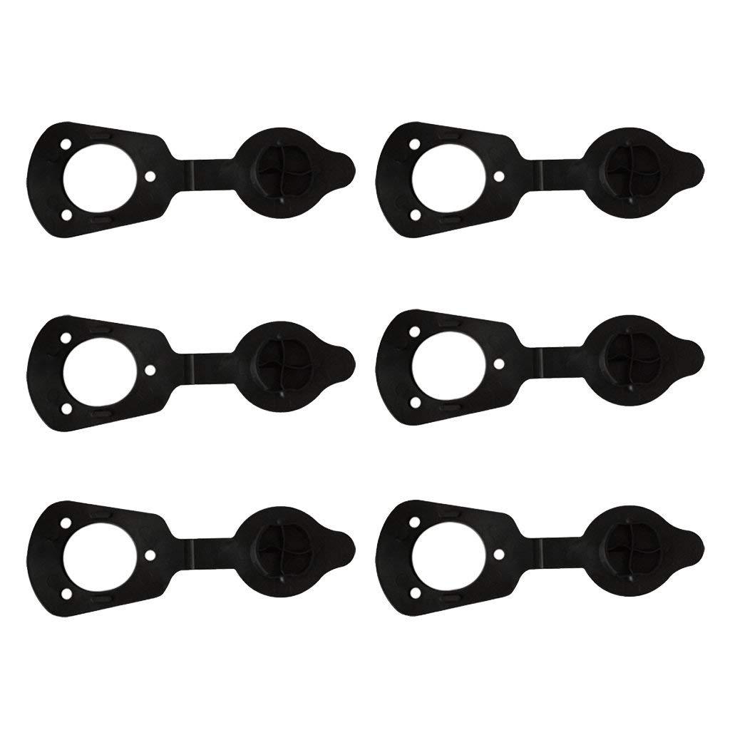 Juego de 6 Tapas Negras y Tapa de Junta para Soporte de caña de Pescar, Kayak, Canoa, Barco, Herramienta de Accesorios