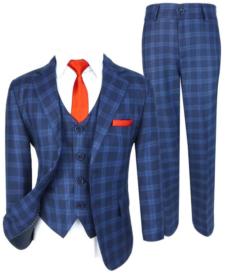 Image of SIRRI Boys' Italian Design Slim Fit Check Suits Wedding Formal Outfit