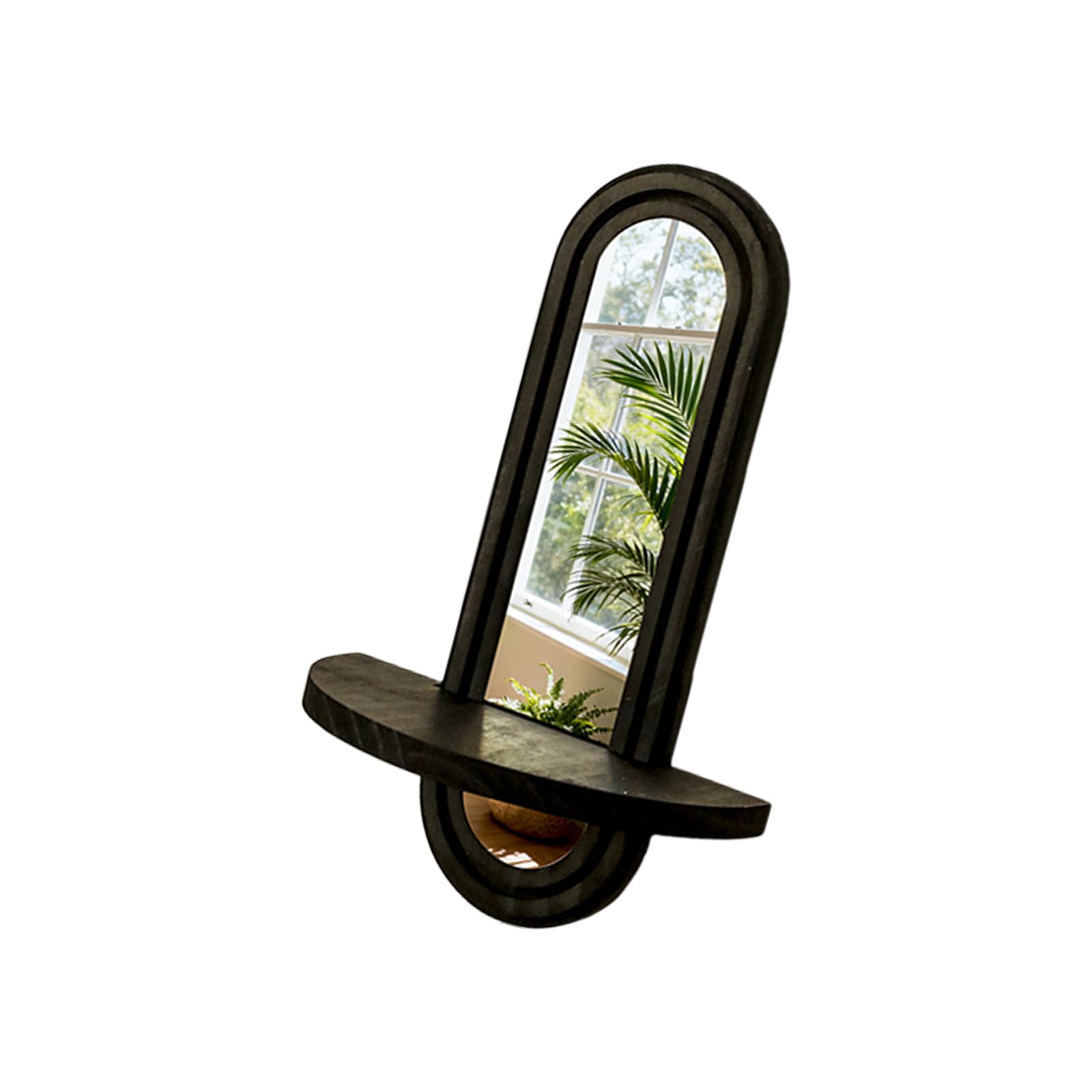 YUANCHUTOP Antique Wood Floating Shelf - Wall Mounted Storage Rack with Mirror Accent for Books, Plants, and Home Decor - Stylish Display