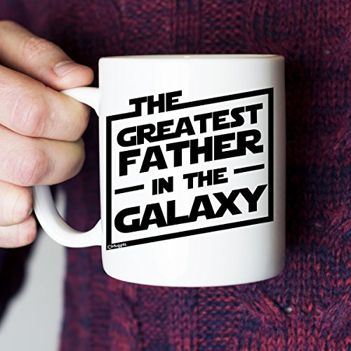Muggies Greatest Father In The Galaxy 11Oz. Coffee Tea Mug. Unique Funny Christmas, Xmas, Birthday, Fathers Day Gifts For Him - Super Star Men, Dad, Husband #TOP2