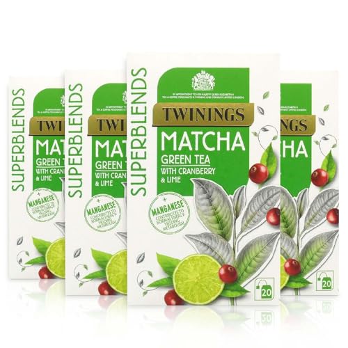 Twinings Superblends Matcha Green Tea with Cranberrry & Lime, 80 Teabags (Multipack of 4 x 20 Bags)