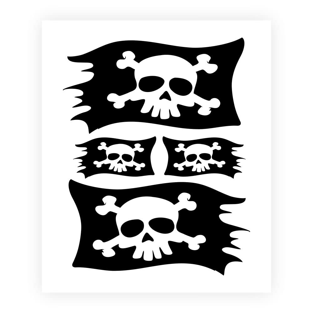 Supershaped Die-Cut Pirate Flag for Car, Black, 14 x 16 cm